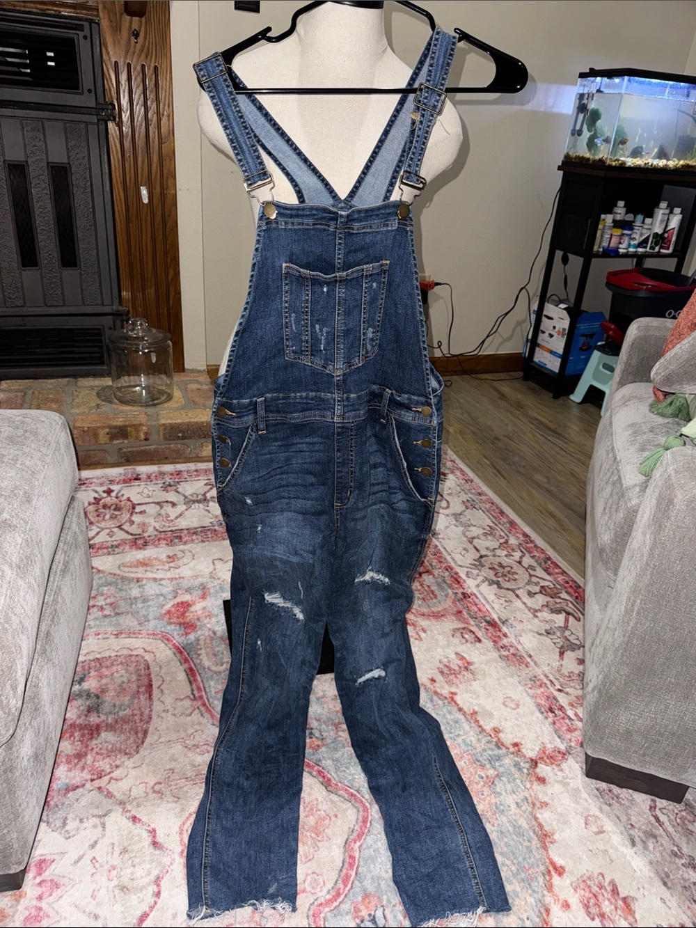 Altar’d State Denim Overalls with Contrast Stitching